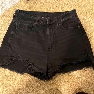 American Eagle Outfitters Black Frayed Jean Shorts